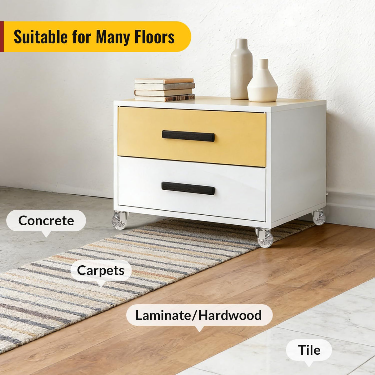 2-inch clear polyurethane plate casters for smooth-rolling furniture mobility on hardwood, tile and carpet floors - Holkie
