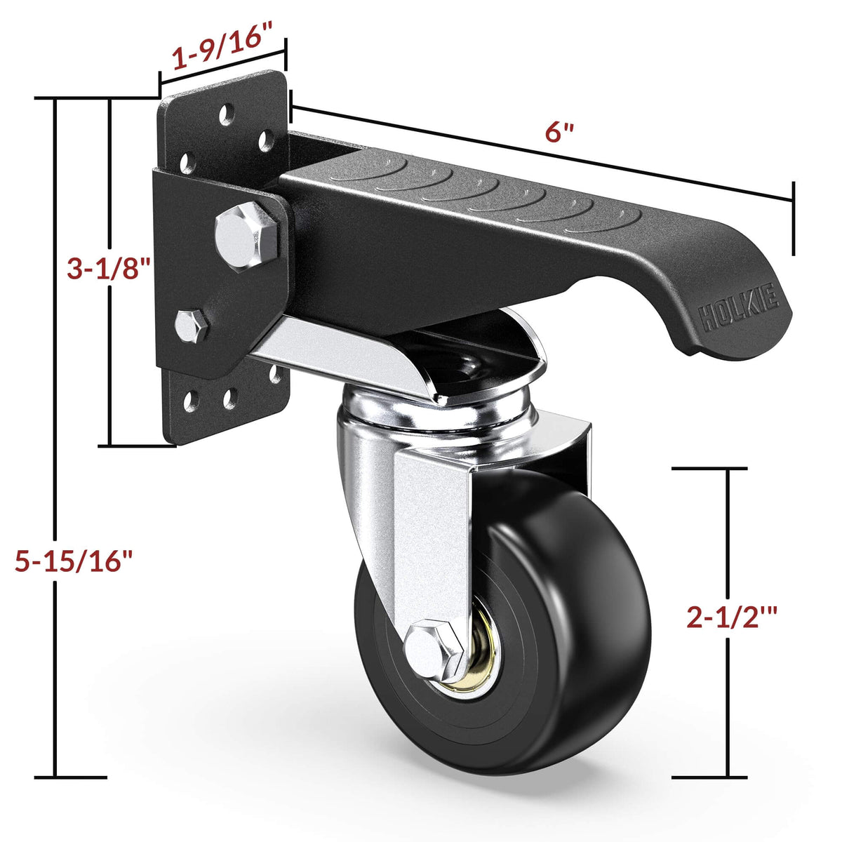 Dimension drawing of retractable casters with lifting and lowering function