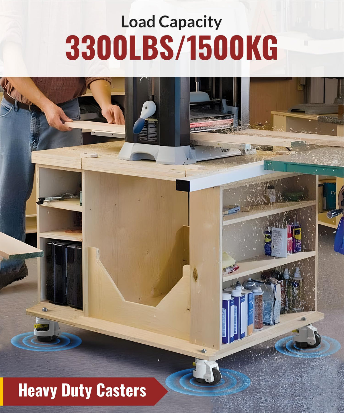 Heavy-duty leveling casters with threaded stem TD80, load capacity 3300lbs set of 4, white version shown