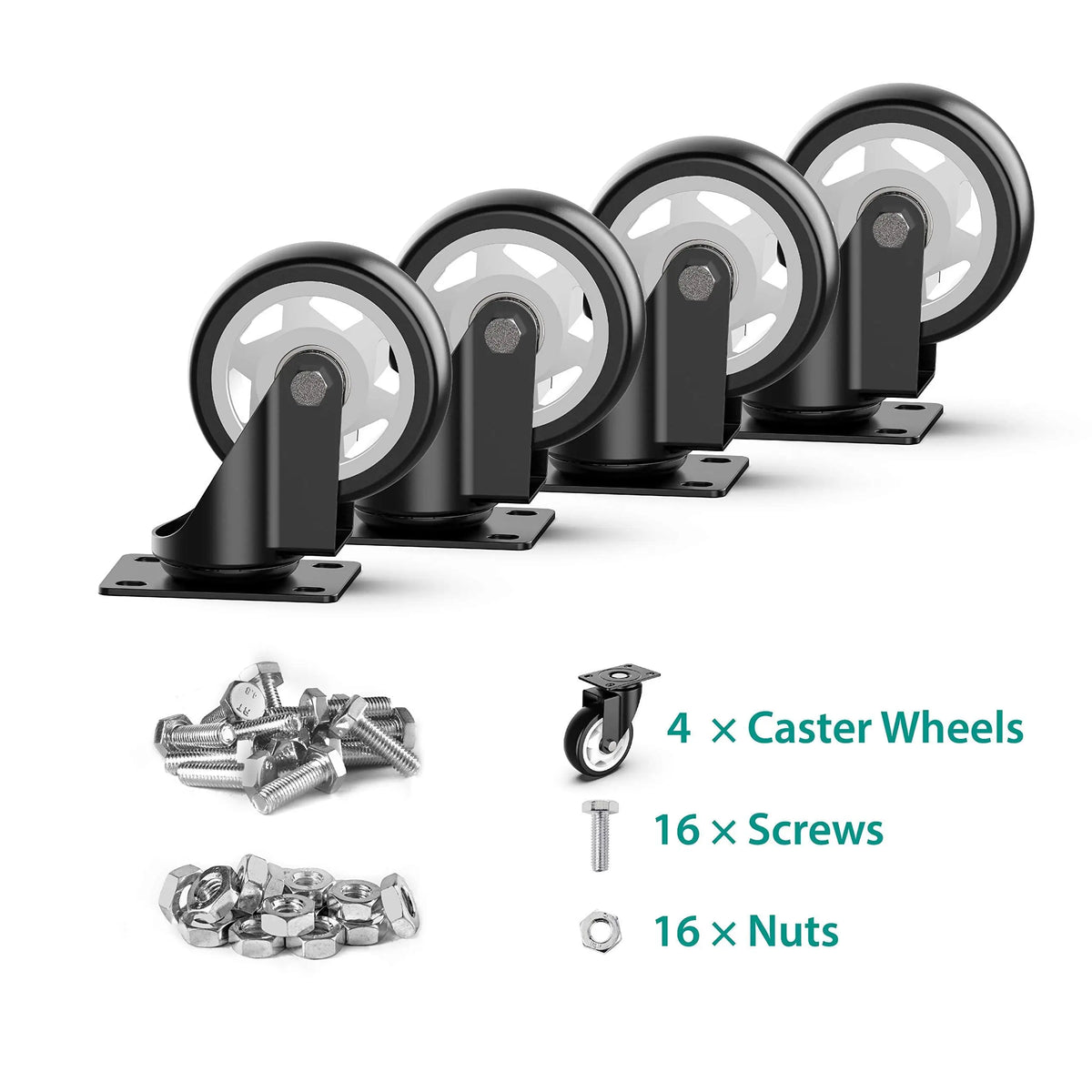 4 Inch Plate Casters – Heavy Duty Swivel Wheels with & without Brake