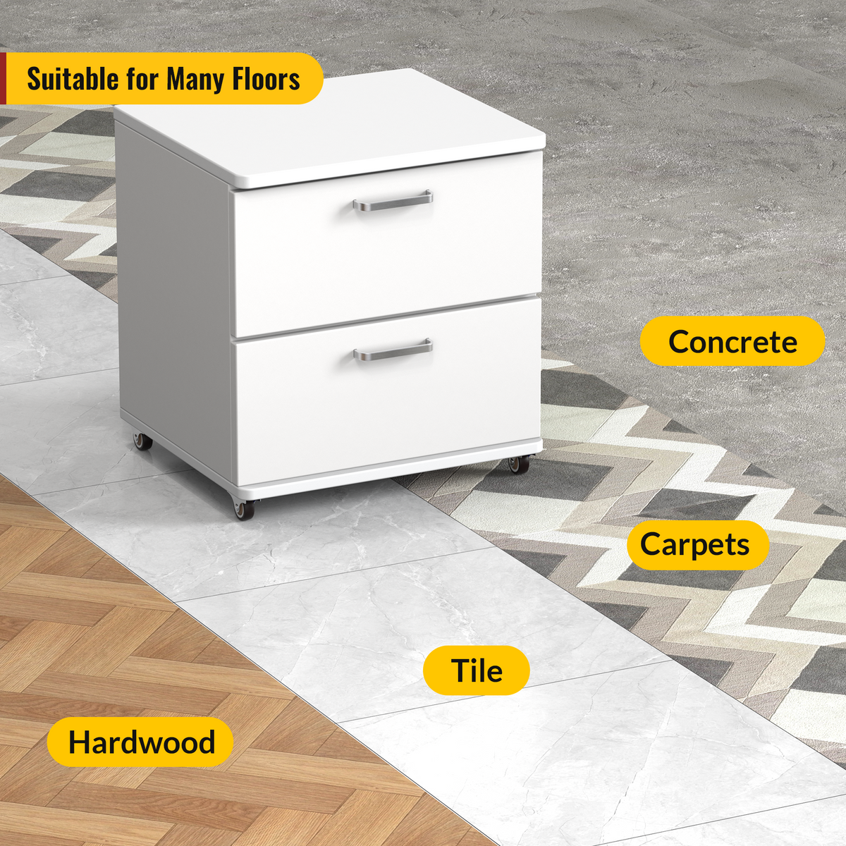 1.25 in rigid fixed caster suitable for many floors including hardwood, tile, carpets and concrete