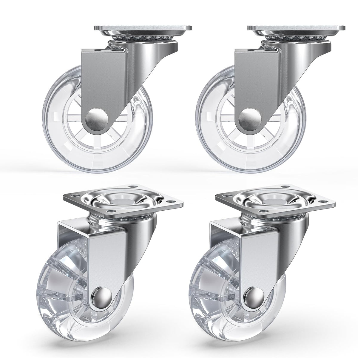 2-inch clear polyurethane plate casters for furniture without brake – Holkie