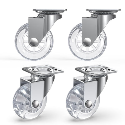 2-inch clear polyurethane plate casters for furniture without brake – Holkie