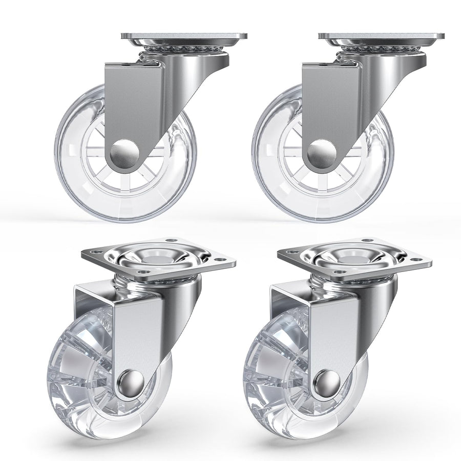 2-inch clear polyurethane plate casters for furniture without brake – Holkie