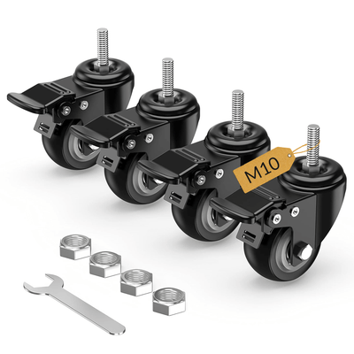M10 total lock stem caster with nut, wrench - Holkie