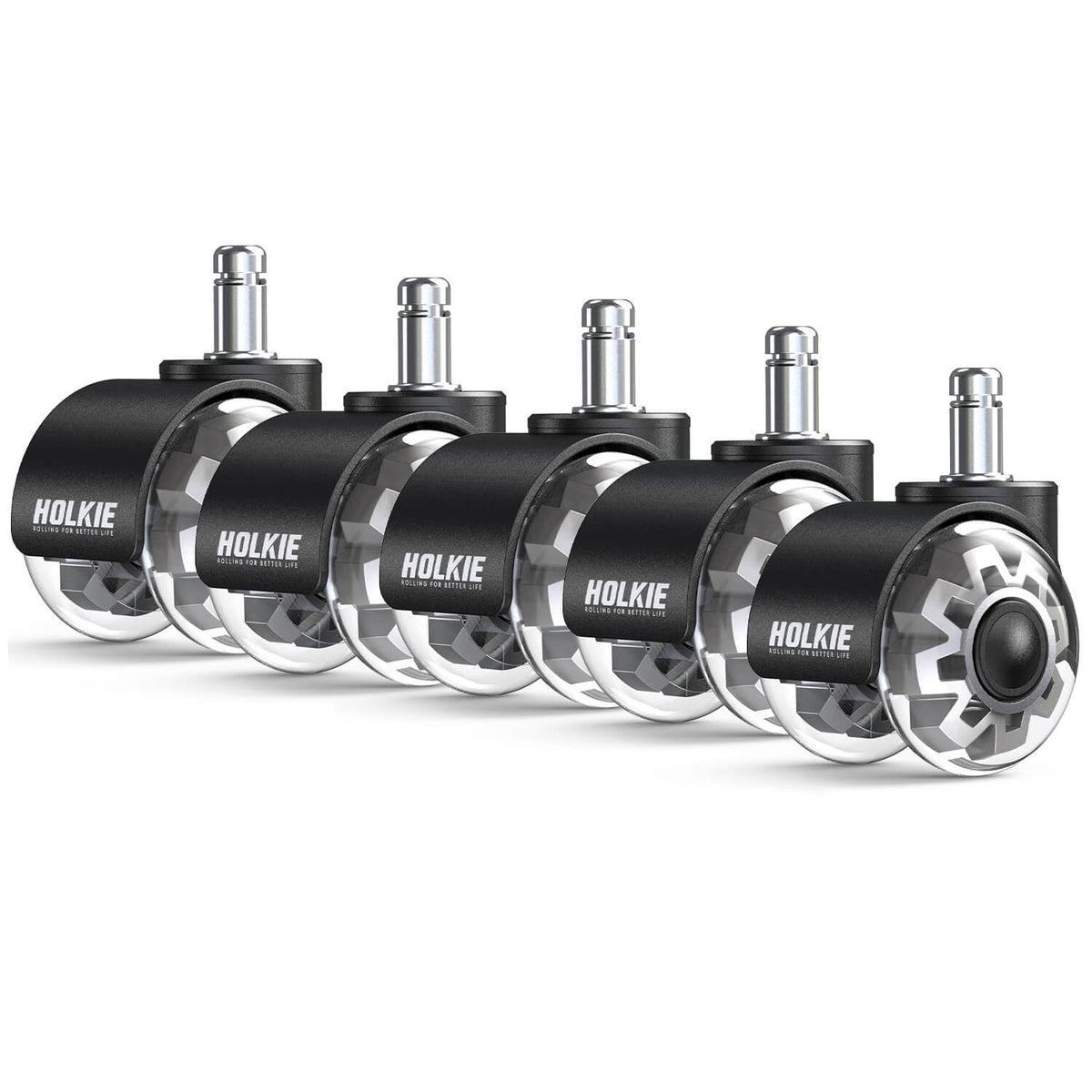 HOLKIE set of 5, 2-Inch office chair white wheel casters, 11x22mm stem