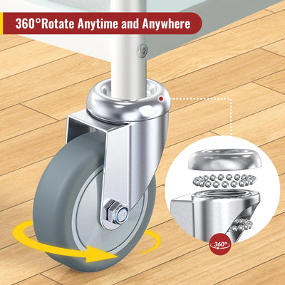 3" grip ring stem caster wheel no brake and 360-degree rotation capability.