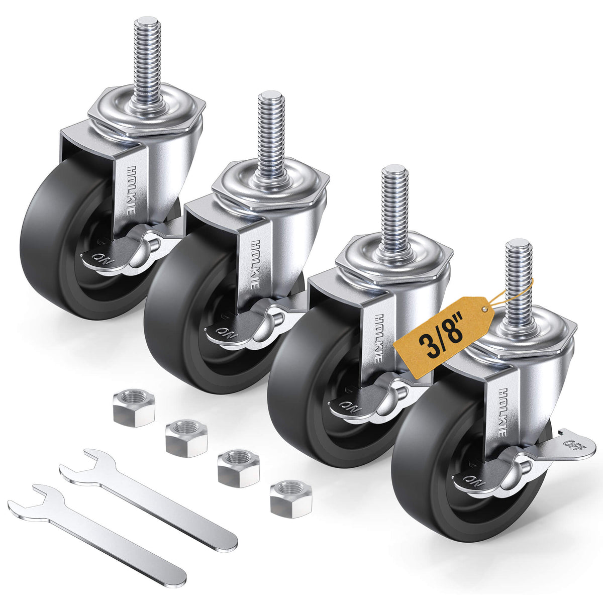 3 inch stem caster wheels with 3/8" -16 x 1-1/2" threaded stem