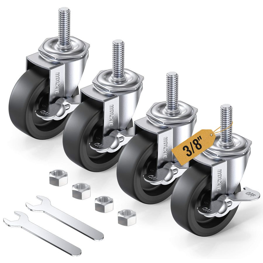 3 inch stem caster wheels with 3/8" -16 x 1-1/2" threaded stem