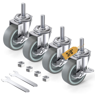 3 inch stem caster wheels with 3/8" -16 x 1-1/2" threaded stem side brake