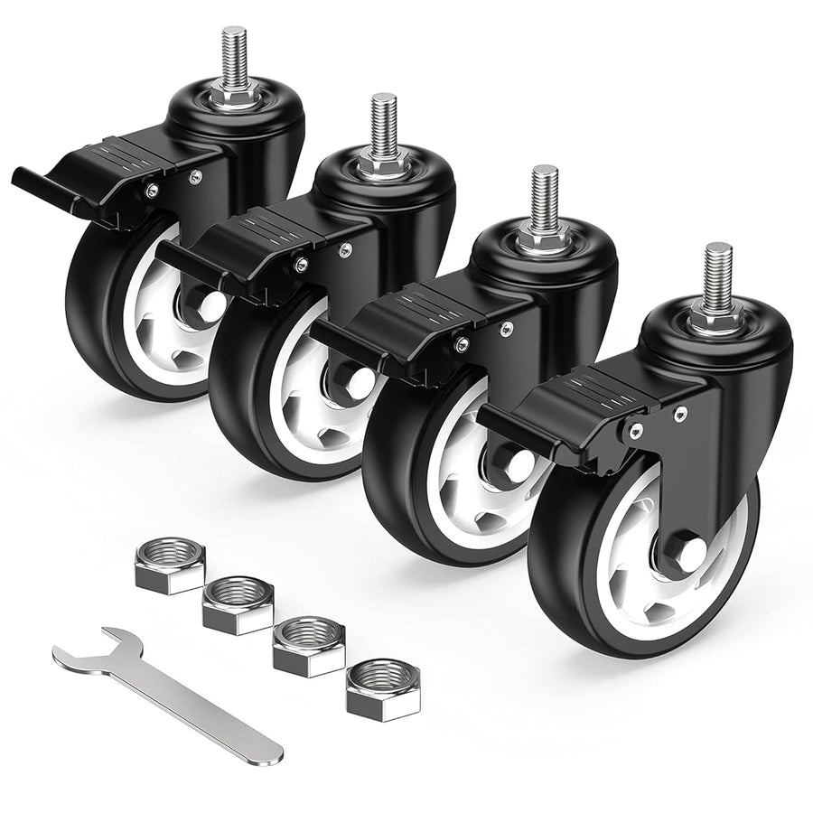 4 in Stem Caster Wheel With Total Lock (1/2" -13 x 1-1/4" & 3/8" -16 x 1")