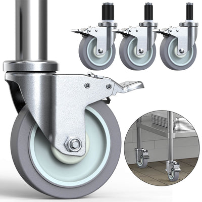 5-inch adjustable expanding stem caster with total brake, heavy-duty swivel caster wheel - Holkie