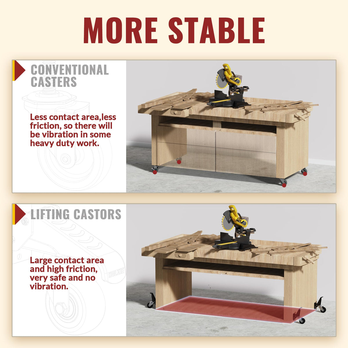 Retractable Casters with Lifting and Lowering Function 700 lb