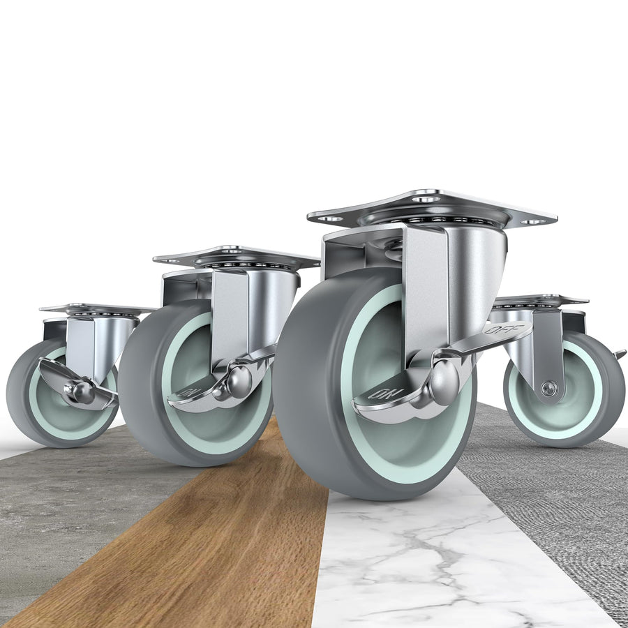 HOLKIE 3-in plate casters gray with side brake