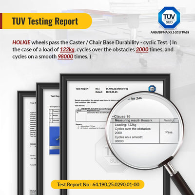 2‑inch gray rubber office chair replacement caster wheels passed TUV durability test report