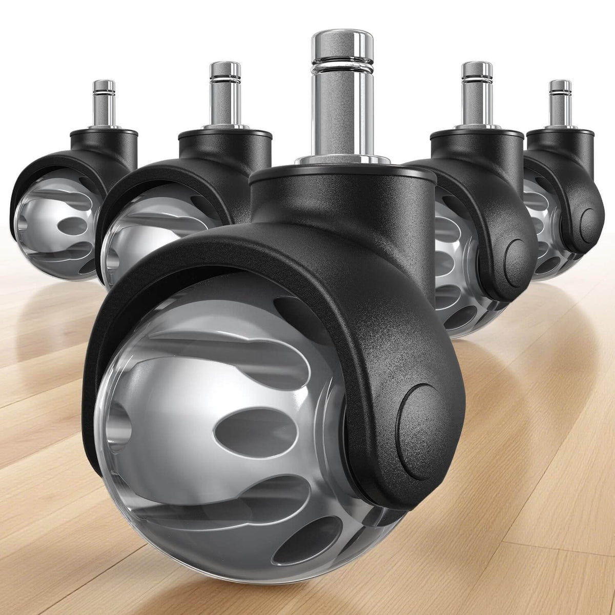 HOLKIE universal 2‑inch gray rubber office chair replacement caster wheels