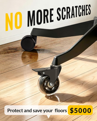 HOLKIE locking office chair casters preventing scratches on hardwood floor