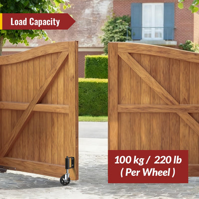 4-inch gate wheel with built-in spring loaded, max load capacity 220 lb per wheel
