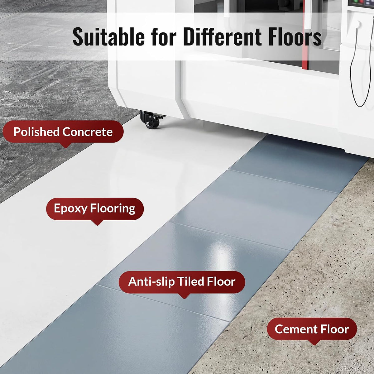 HOLKIE heavy-duty low-profile total-lock plate casters suitable for polished concrete, epoxy flooring, anti-slip tiled floor and cement floor