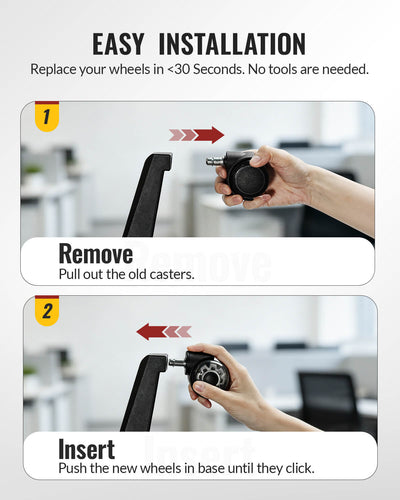 The caster of installation method, remove the old office caster, insert the new office caster grey - Holkie
