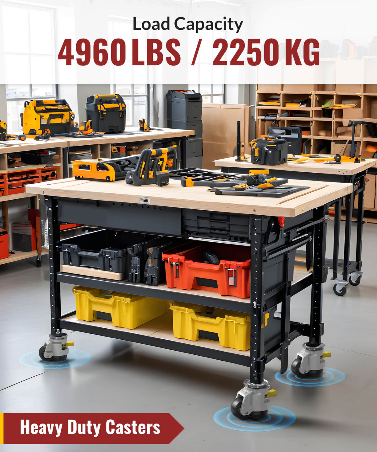 Heavy duty leveling caster with threaded stem TD100 strong load capacity 4960 LBS set of 4- Holkie