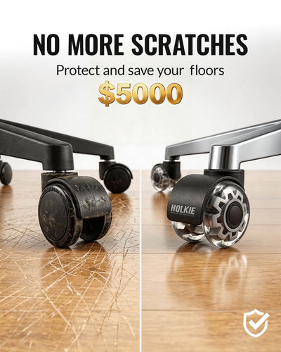 Comparison: Holkie dual-rubber casters  grey vs other office caster wheel - Holkie
