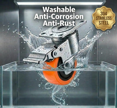 3-inch 304 staniless steel casters are anti-corrosive and anti-rust, washable design