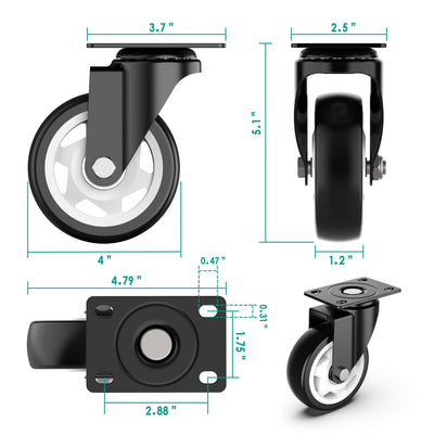 4 Inch Plate Casters – Heavy Duty Swivel Wheels with & without Brake