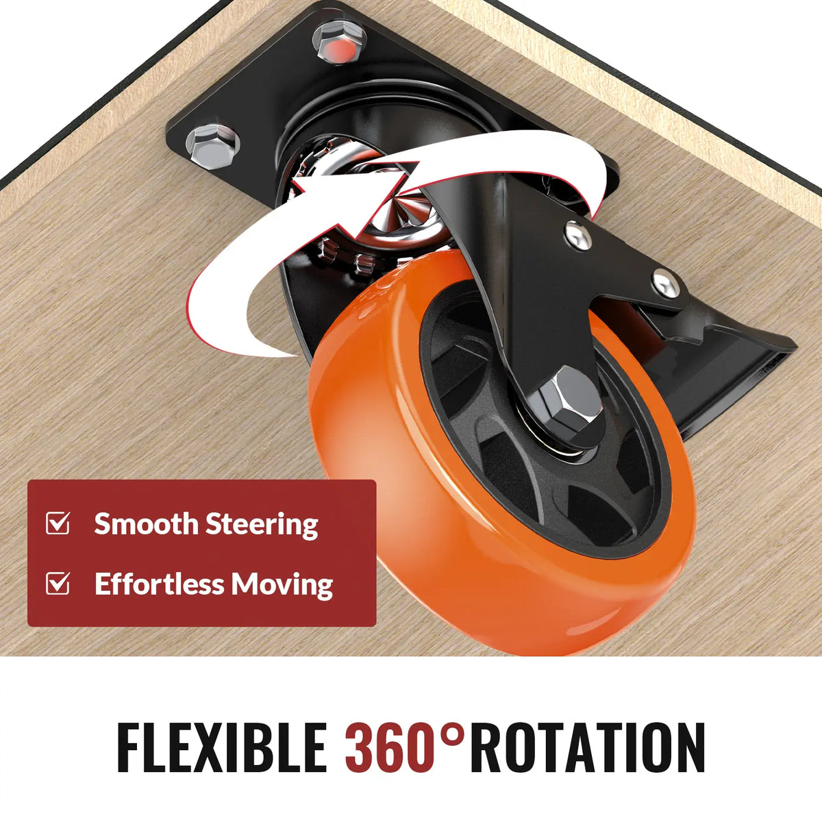 Plate Casters Orange with Brake