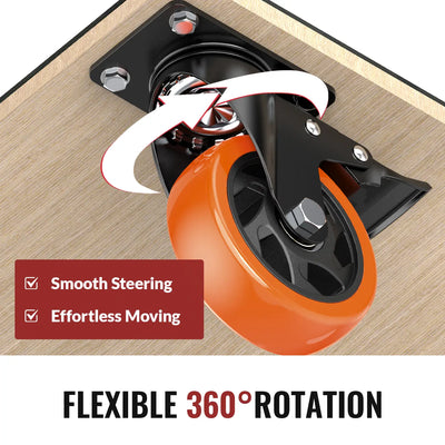 Plate Casters Orange with Brake