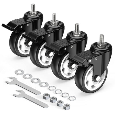 4 in Stem Caster Wheel With Total Lock (1/2" -13 x 1-1/4" & 3/8" -16 x 1")