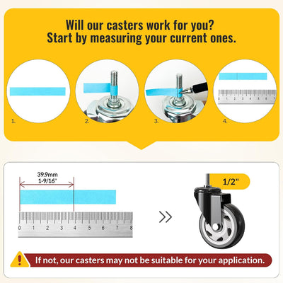 4 in Stem Caster Wheel With Total Lock (1/2" -13 x 1-1/4" & 3/8" -16 x 1")