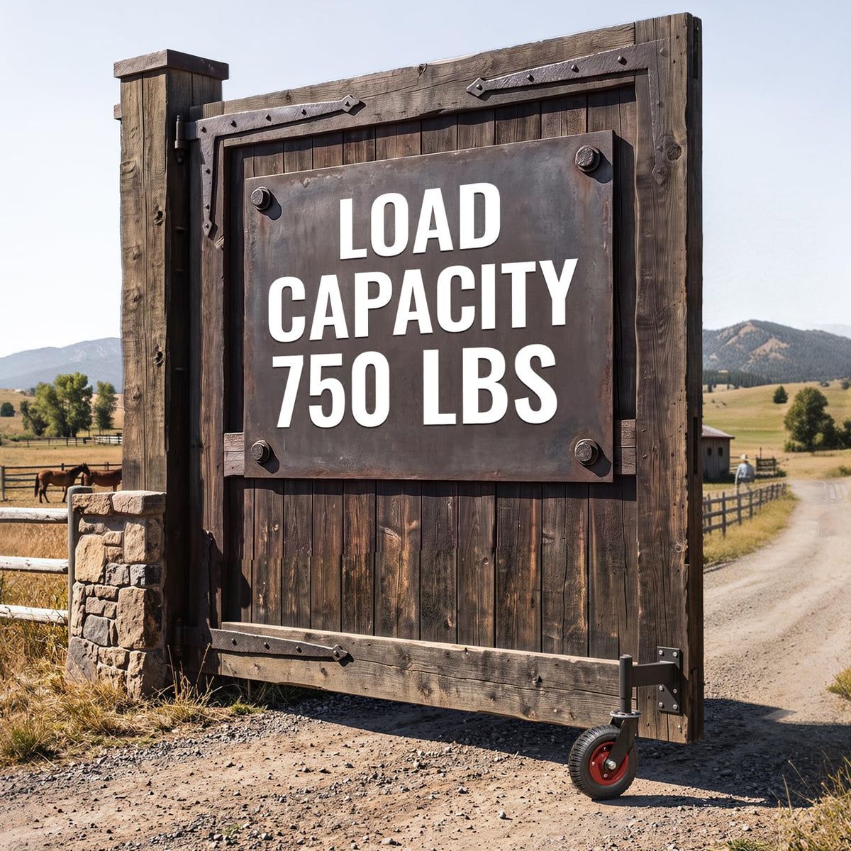 8 inch heavy-duty spring-loaded gate wheel, load capacity 750 LBS