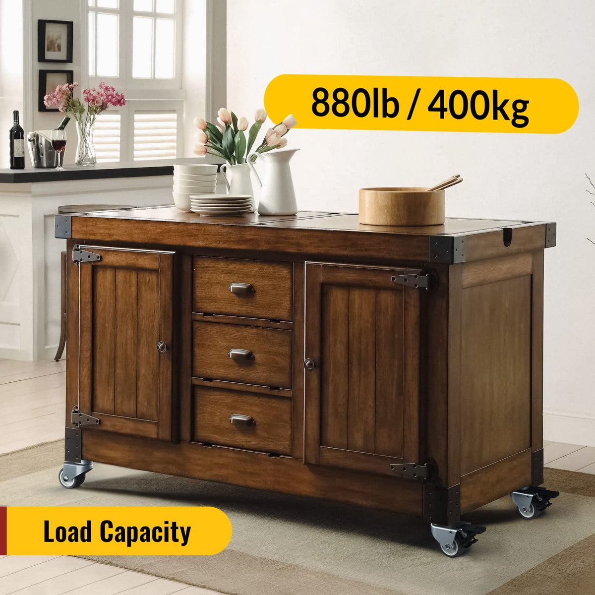 2-in twin-wheel plate gray casters, load capacity 880lb for 4