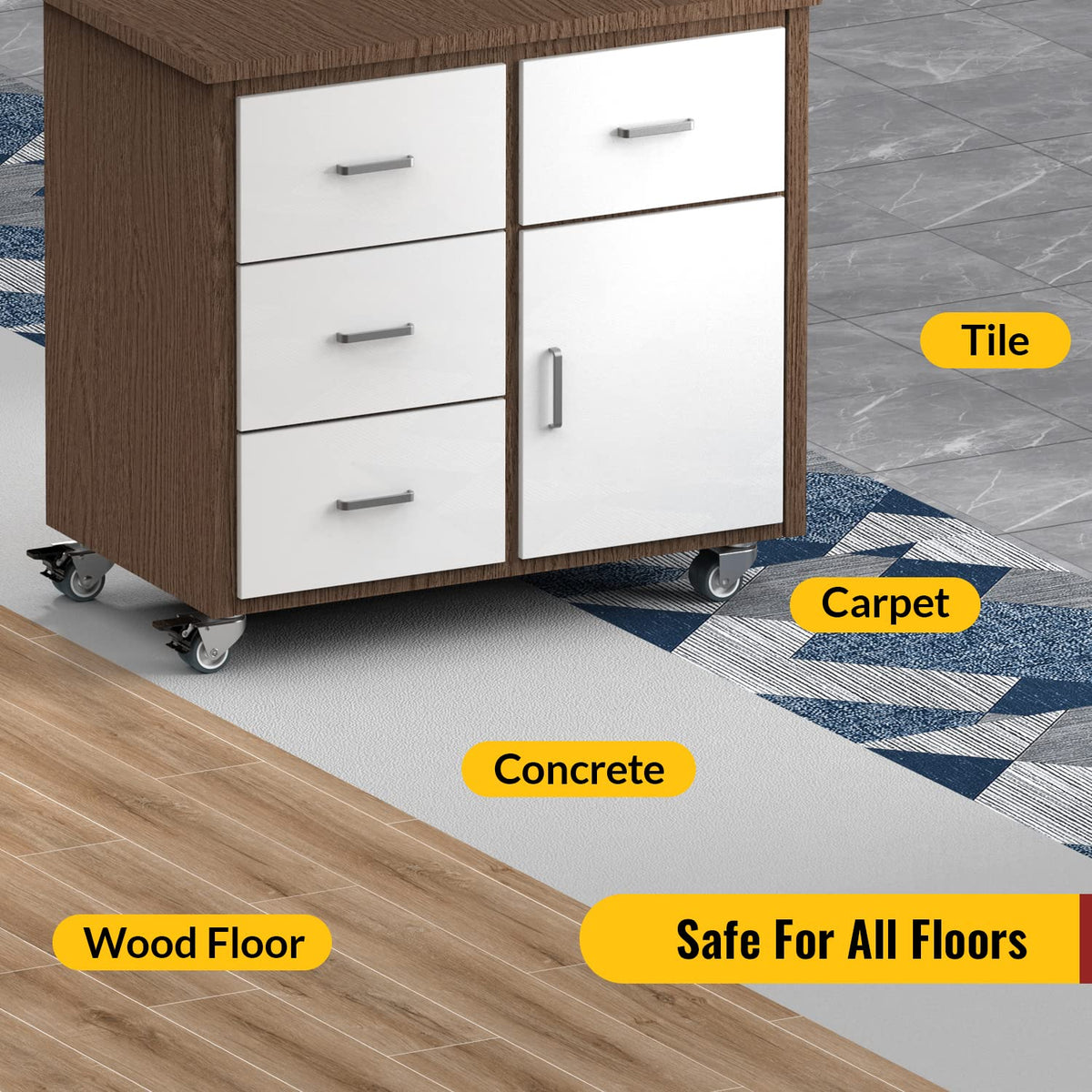  2-in twin-wheel plate gray casters suitable for wood floor, concrete, carpet and tile