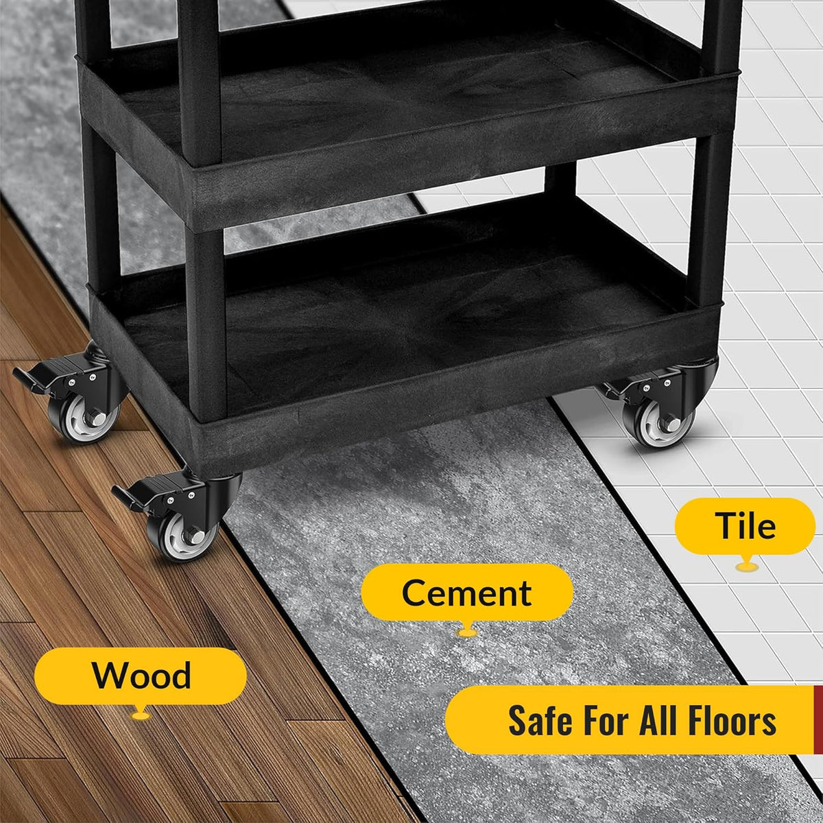 3 inch M10 threaded stem casters suitable wood, cement and tile