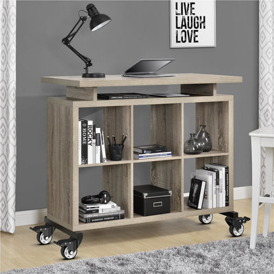 3-inch M10 threaded stem caster wheels installed on wooden office storage cabinet